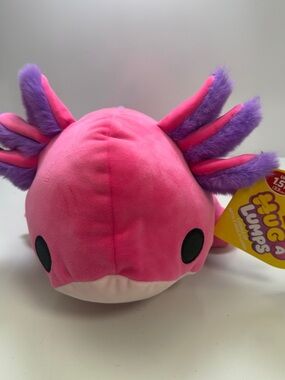 Hug-A-Lumps Pink Axolotl Plush with Purple Frills